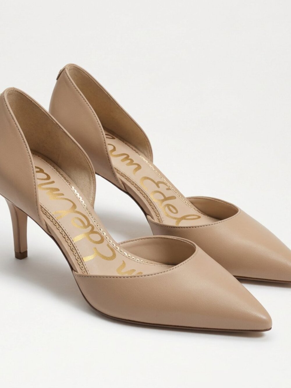 Sam Edelman Wo's US 7 Hazel Pumps Shoes Camel Leather Pointed Toe Feminine Chic
